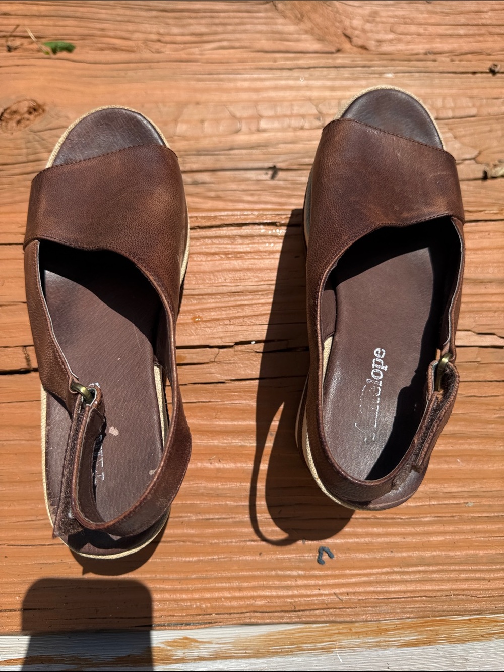 Antelope Collection Brown Leather Platform Wedge Sandals Size 39 Strappy